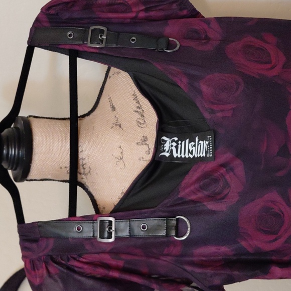 KILLSTAR 3XL EBON ROSE SHORT SLEEVES RED ROSES HAS POCKETS - Picture 5 of 17